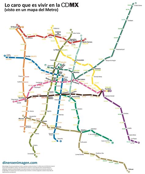 Lo Caro Que Es Vivir En La Cdmx Visto En Un Mapa Del Metro Mapa Del Metro Metro Ciudad De