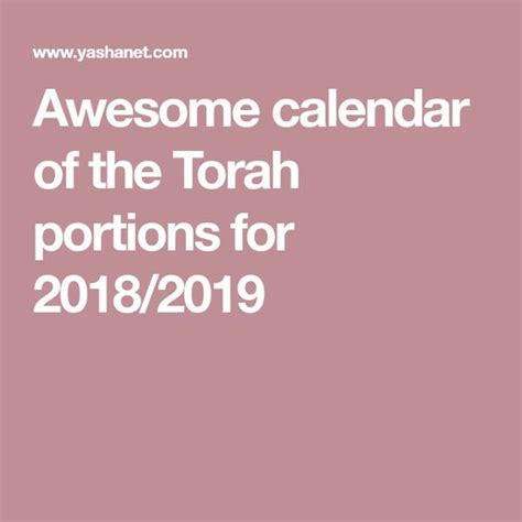 Awesome Calendar Of The Torah Portions For 20182019 Cool Calendars