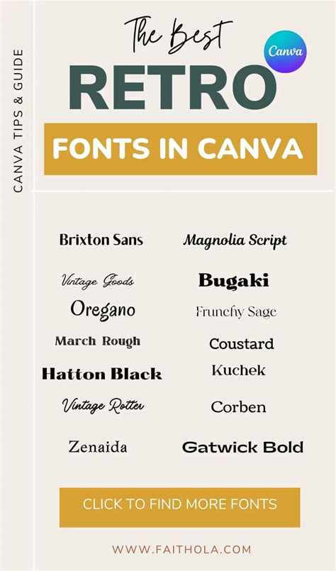 Best Canva Font Guide And Retro Fonts In Canva Graphic Design Fonts