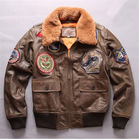Air Force Flight G1 Pilot Warm Fur Collar Leather Jacket