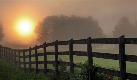 Misty Sunrise Fence Photograph By Chris Whiton Fine Art America