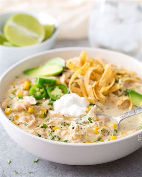 Start by sautéeing the vegetables for a total time of 9 minutes. Skinny White Chicken Chilli | Cella Jane