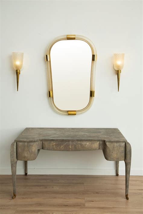 large contemporary twisted murano glass and brass frame mirror in stock at 1stdibs
