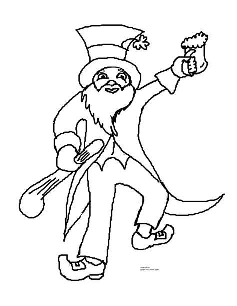 Minimal boy dressed as leprechaun. Dancing Lerprechaun Coloring Page