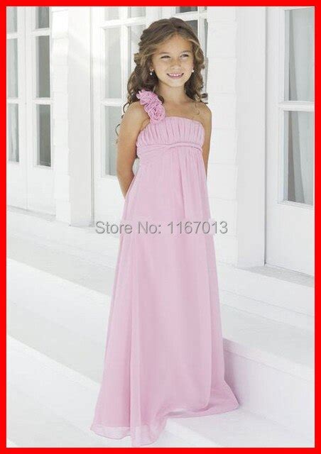 2015 Real Simple Pink Chiffon Long Flower Girl Dresses For Beach