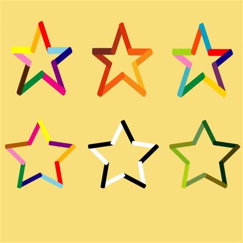 Four Glossy Stars For Holey Texture Blue Pink Orange And Green