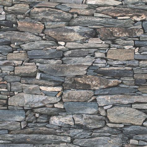 With exquisite natural detail, this paintable wallpaper looks authentic as is or can be customized in the paint color of your choice. Natural Charcoal Grey Stone Wallpaper with 3D Effect 1281