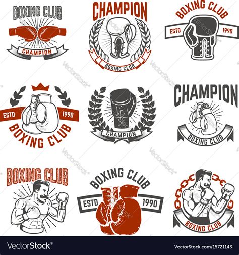 Set Boxing Club Labels Design Elements Royalty Free Vector