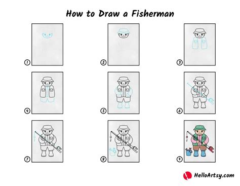 How To Draw A Fisherman Helloartsy