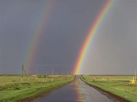 Rainbows Summer Rainbow Road Grass Hd Wallpaper Peakpx