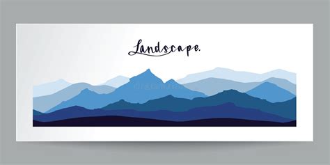 Hand Drawn Flat Design Mountains Landscape With Calligraphy Il Stock
