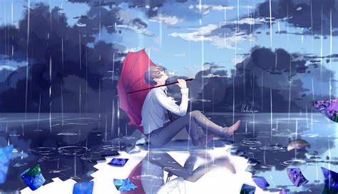 Comic Art Animation Anime Boys Umbrella Rain Anime 4307x2480 Wallpaper Wallhavencc