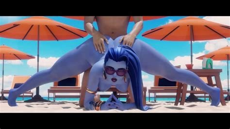 Widowmaker Doing The Splits On The Beach And Getting Fucked Hard