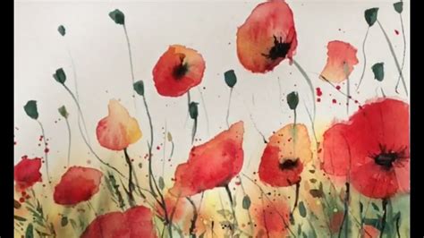 Watercolor Poppy Painting Art & Collectibles Painting aloli.ru