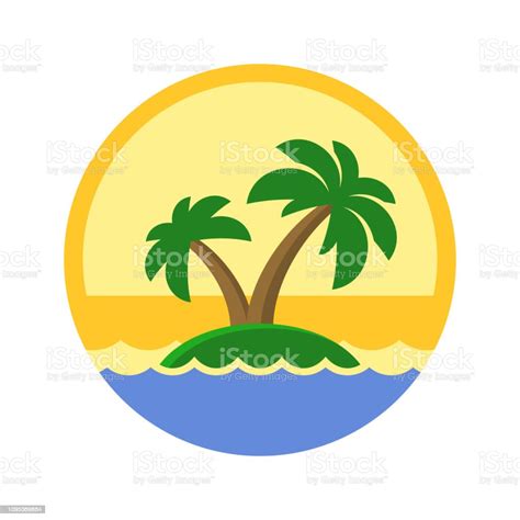 Island With Palm Trees Cute Logo Vector Stock Illustration Download