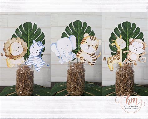 Jungle Centerpieces Set Of 6 Jungle Animal Cutouts 4 And Etsy