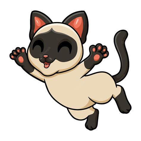Premium Vector Cute Siamese Cat Cartoon Jumping