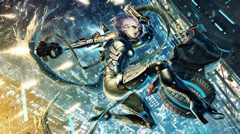Futuristic Cyberpunk Anime Girls Fight Wallpaper Anime Wallpaper