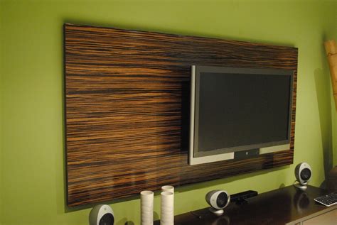 Hand Crafted Macassar Ebony Wood Wall Tv Panel By Paradigm Design Ny