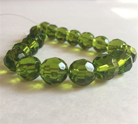 Green Faceted Crystal Beads 10mm Green By Simplysmithstudio