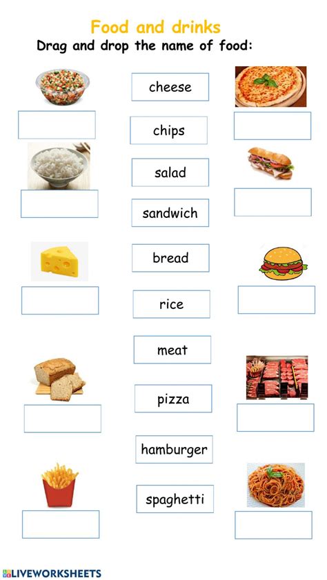 We did not find results for: Food and drinks- drag and drop - Interactive worksheet