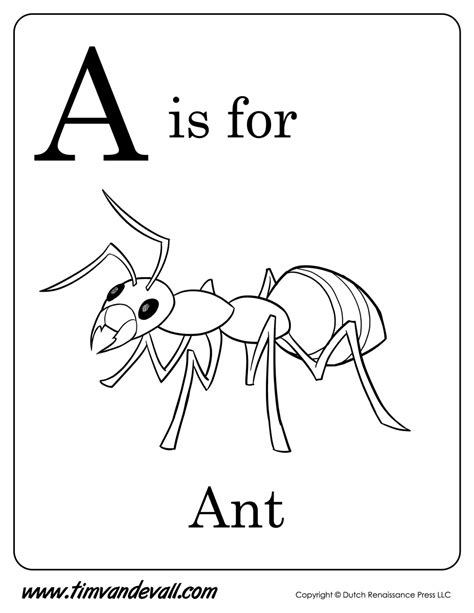 ant coloring page tims printables