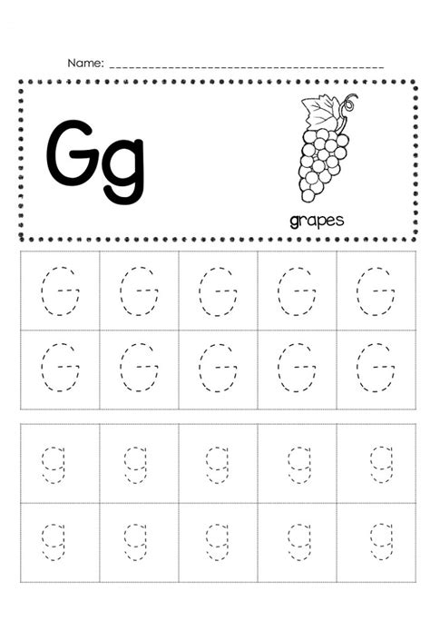 Trace Letter G Alphabet Printable  101 Activity
