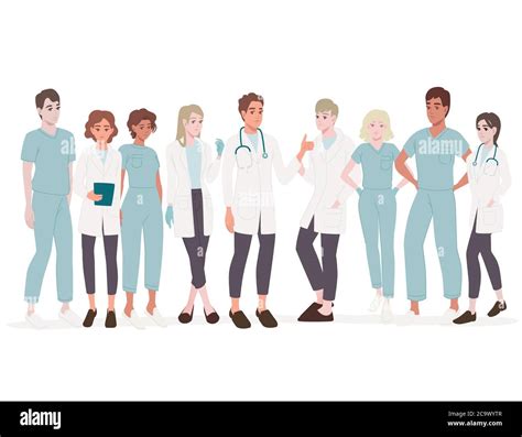 Characters Of Cute Cartoon Doctors And Nurses Male And Female Medicine