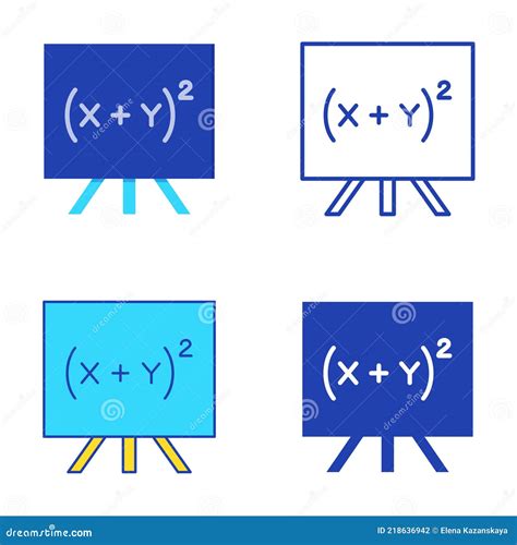 Quadratic Equation Icon Set In Flat And Line Style Stock Vector