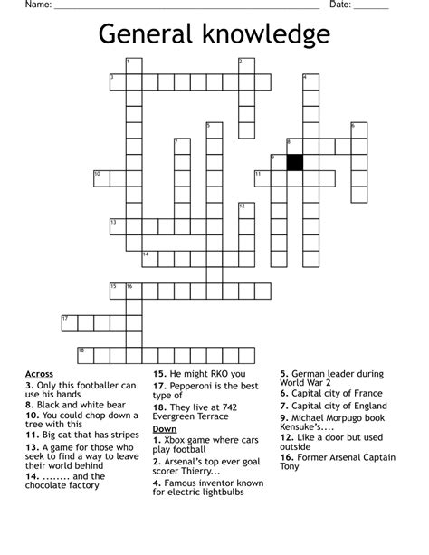 General Knowledge Crossword Puzzles Printable Printab Vrogue Co