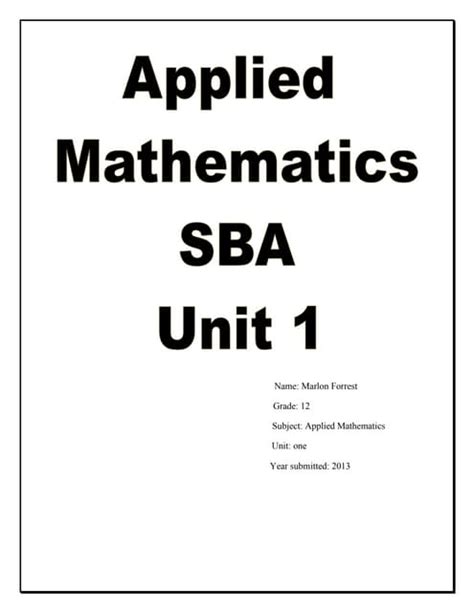 Applied Math Sba Phys1001 Csec 2019 Maths Sba Authyapp Project