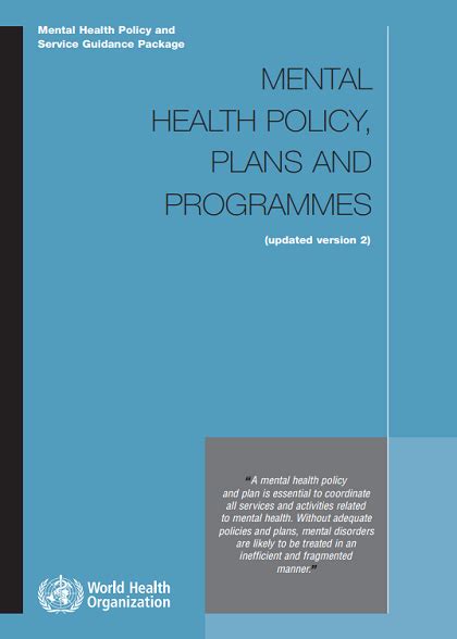 Mental Health Policy And Service Guidance Package Monitoring And