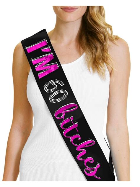 60th Birthday Party Decorations Im 60 Bitches Womens Sash By Black Pink
