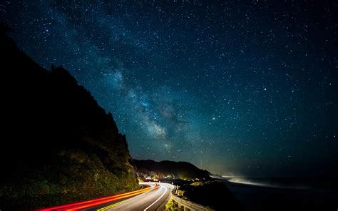 Milky Way Stars Night Road Photography Wallpapers On Inspirationde