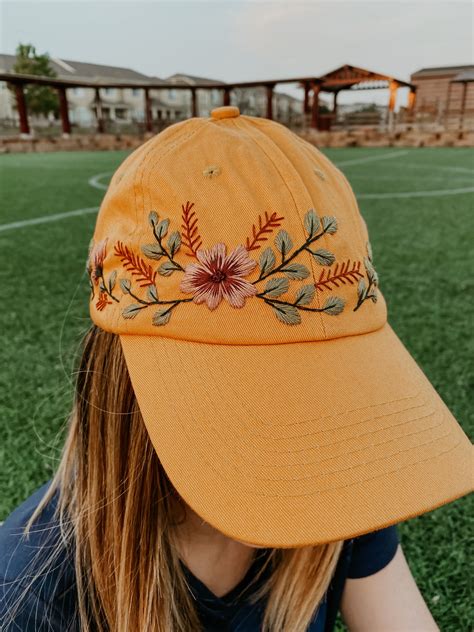Hand Embroidered Floral Hat Hand Embroidered Sewing Embroidery