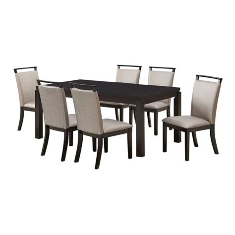 Pilaster Designs Danby 7 Piece Modern Wood And Fabric Dining Set In