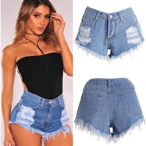Summer Women Casual High Waisted Short Mini Jeans Ripped Jeans Shorts