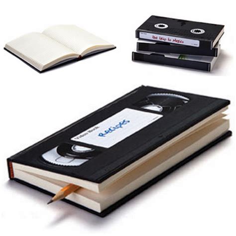 Retro Video Tape Cassette Shaped 260 Pages Writing Notebook Diary Plain