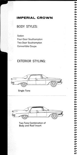 1960 chrysler imperial showroom brochure specifications