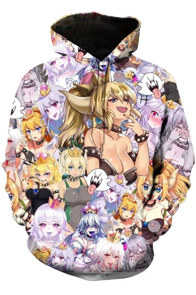 hot popular ahegao comic character printed long sleeve casual loose pullover hoodie