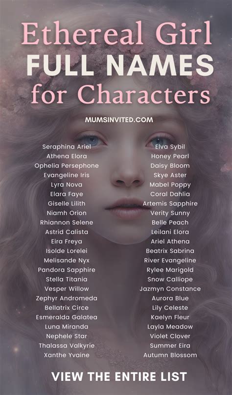 160 Ethereal Girl Names Full Character Names In 2023 Best Character