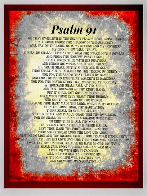 Psalm 91 Poster Printable Unique Psalm 91 Prayer Carzd Wall Etsy Porn