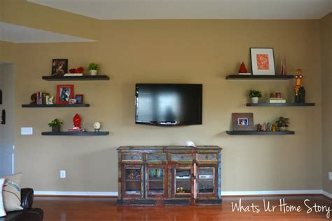 Floating shelves are an excellent choice for small bathrooms. How to Decorate Around a TV with Floating Shelves | Whats ...