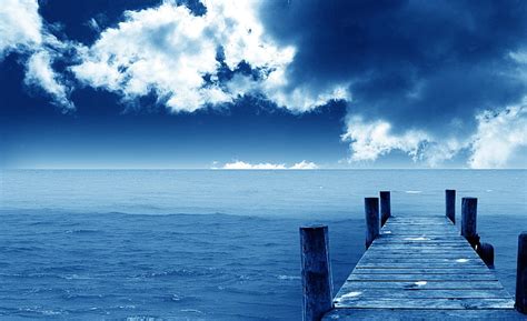 Dock Nature Gray Wooden Duck And Sea Nature Landscape Dock Hd