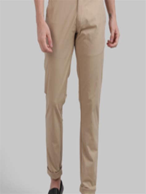 Buy Parx Men Khaki Tapered Fit Solid Regular Trousers Trousers For