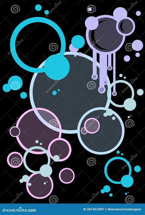 Black Background With Circles Of Different Colors Pinkpurple And Blue
