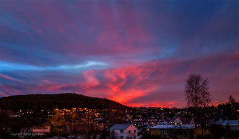 Burning Morning Sky In Kongsberg Mid January Sunrise
