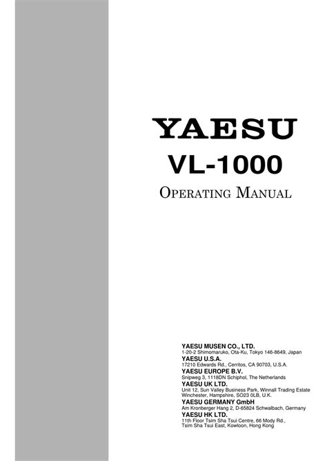 Yaesu Vl 1000 Operating Manual Pdf Download Manualslib