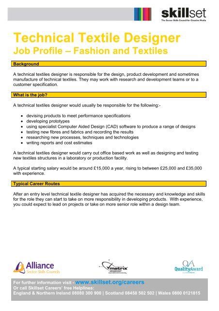 Technical Textile Designer Job Profile Fashion And Textiles Skillset