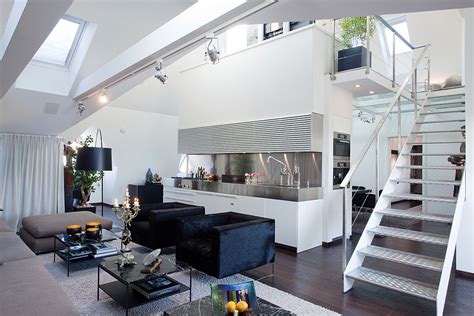 Colorful hand painting bedecks a creative home. Modern Penthouse With Skylights | iDesignArch | Interior ...